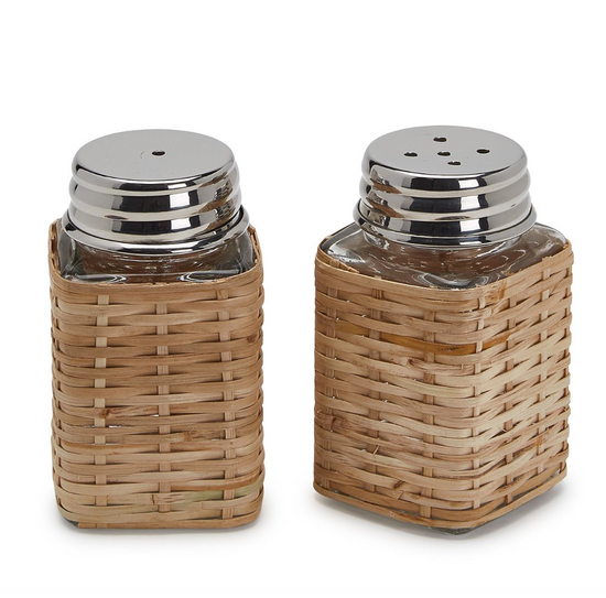 Rattan Set of 2 Salt and Pepper Shakers - Curated Home Decor