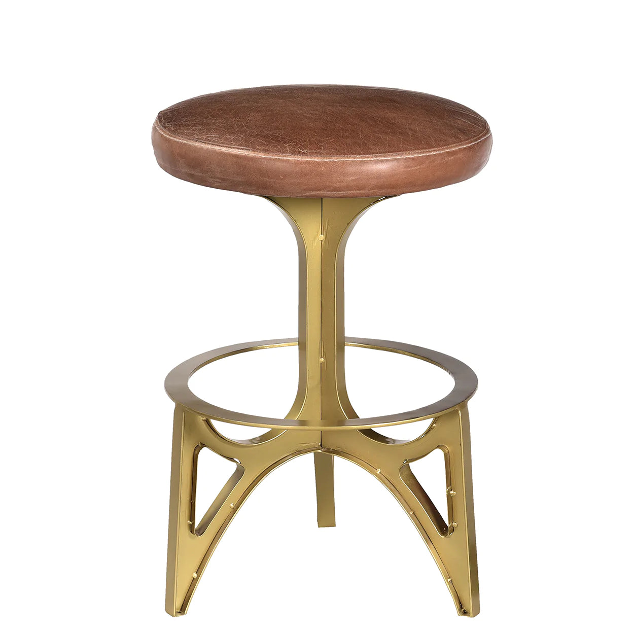 Load image into Gallery viewer, Leather Counter /Bar Stool-Brass and Iron Frame - Curated Home Decor
