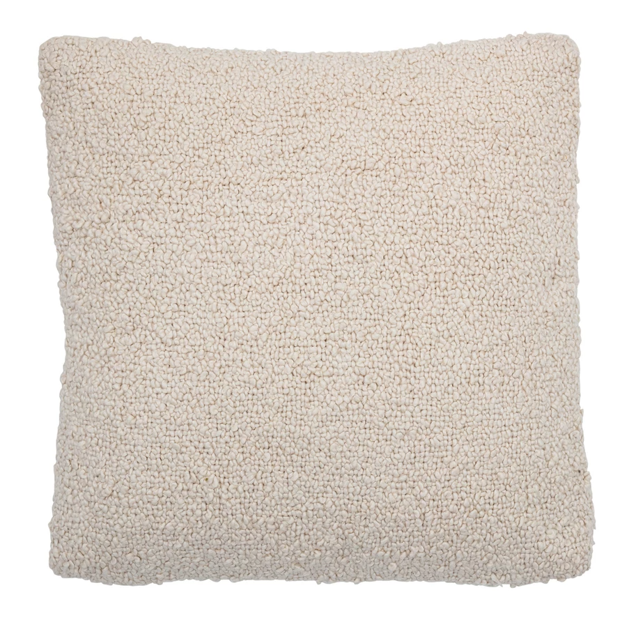 20" Woven Cotton Bouclé Pillow, Polyester Fill - Curated Home Decor