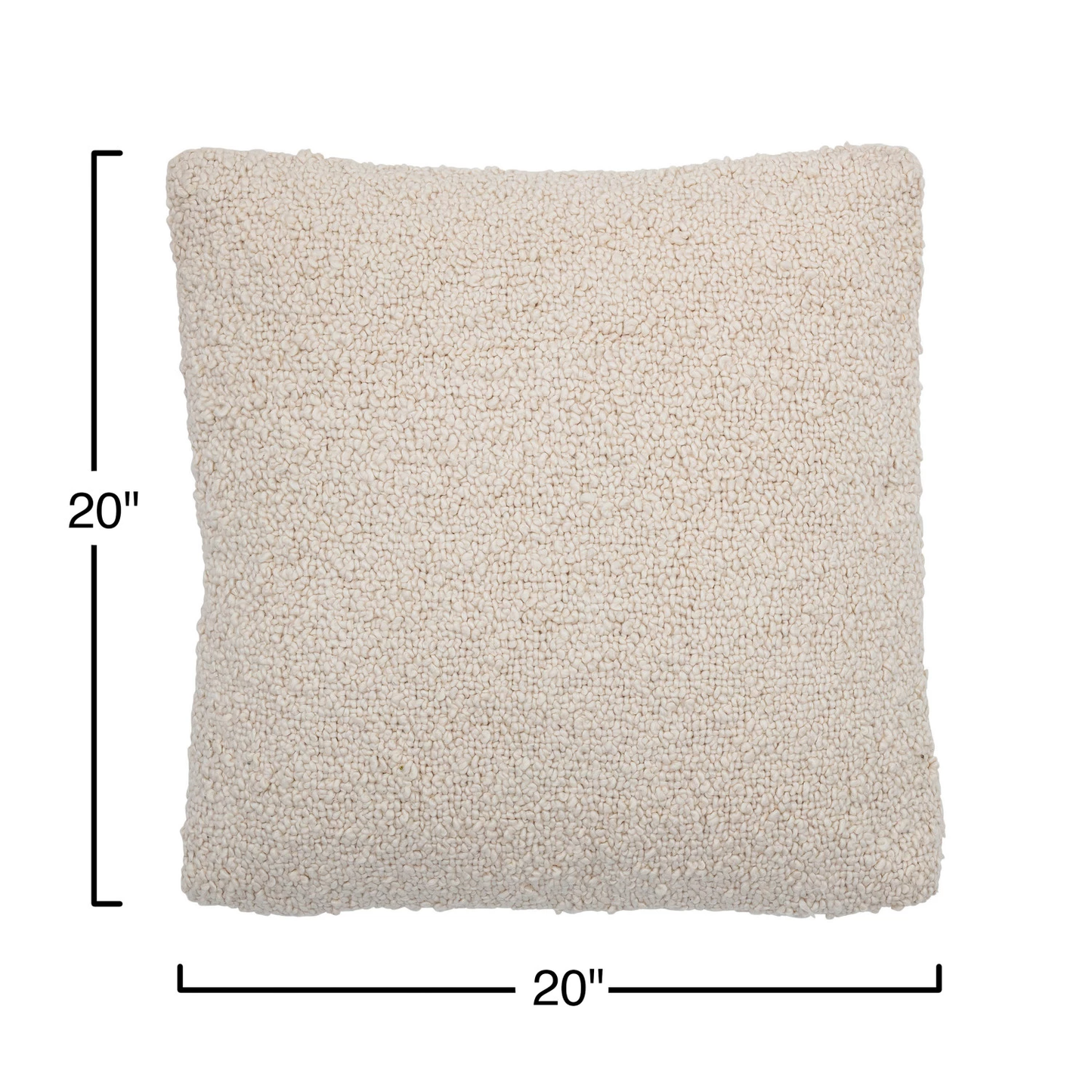 20" Woven Cotton Bouclé Pillow, Polyester Fill - Curated Home Decor
