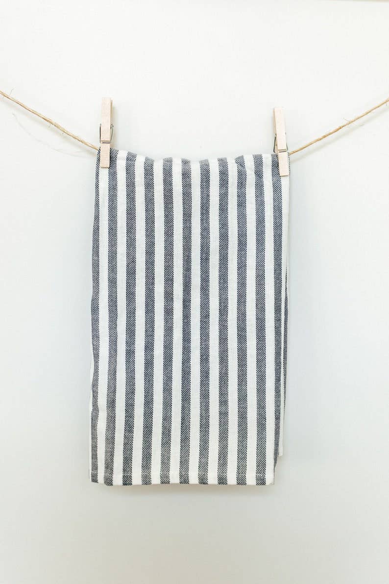 Blue French Striped Dish Towel - Curated Home Decor