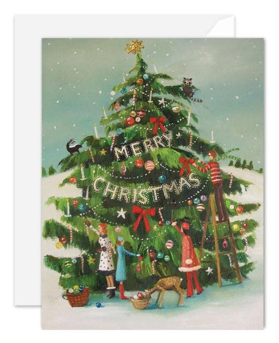 The Peppermint Family Trim The Tree. Merry Christmas Card - Curated Home Decor