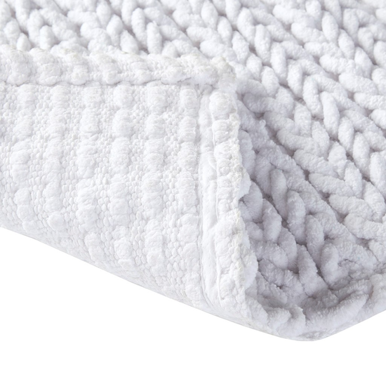 Cotton Chenille Stitch Bath Rug, White 17x 24 - Curated Home Decor