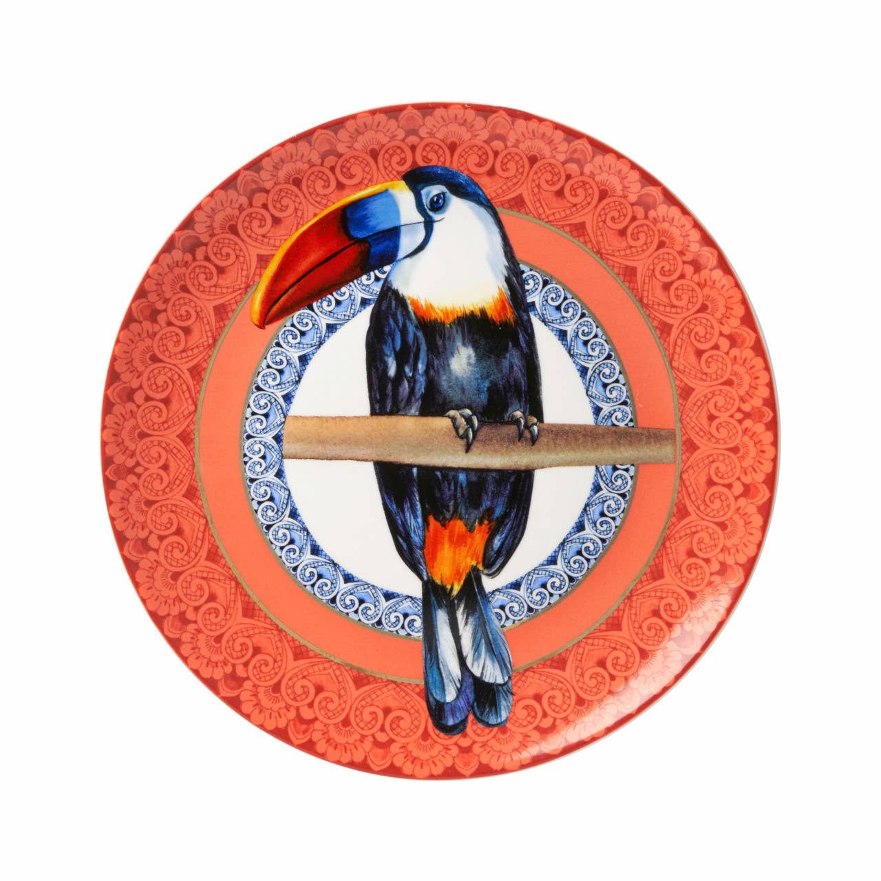 Coral Toucan- Medium Decorative Plate - Curated Home Decor