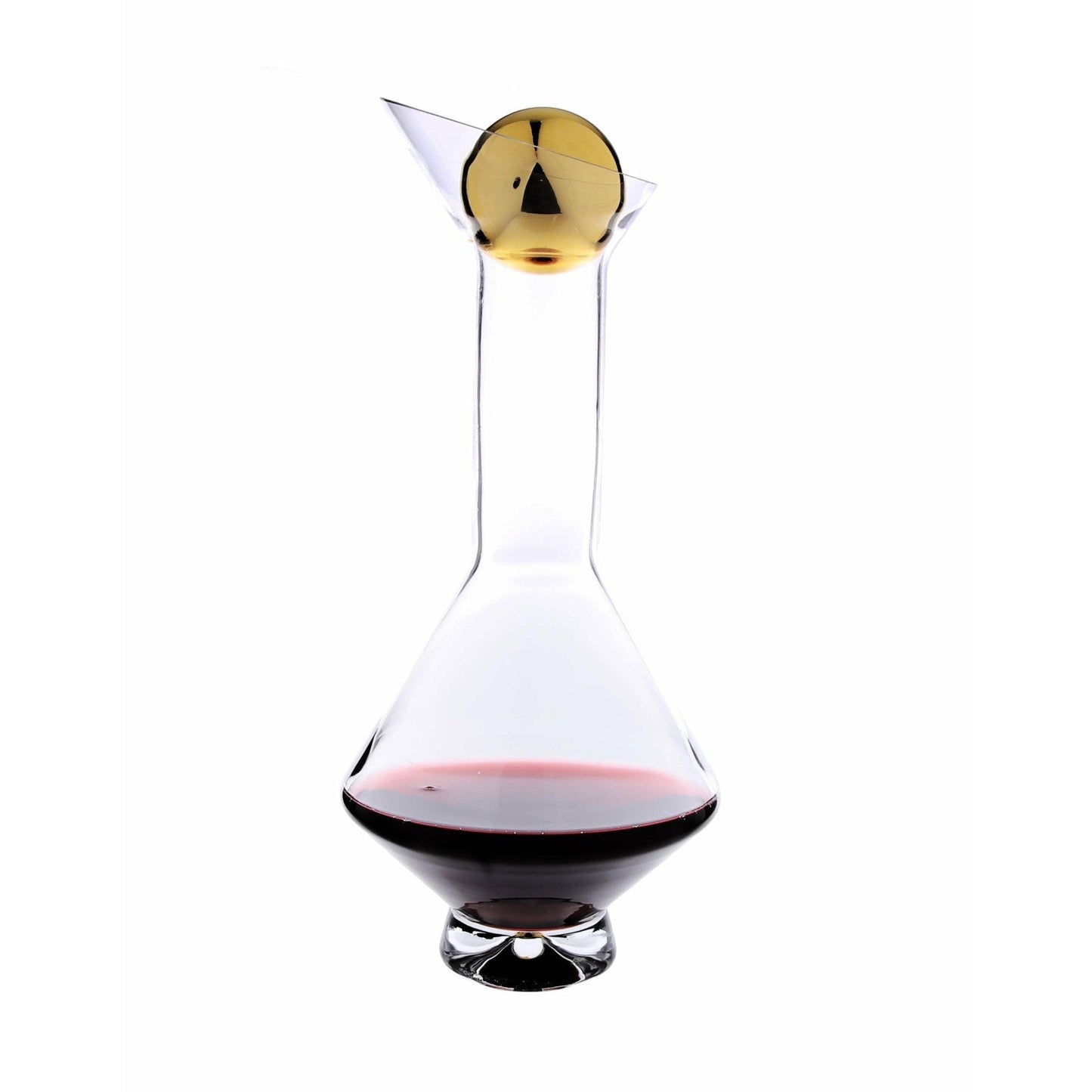 Glass Diamond Shaped Decanter With Gold Reflection and Lid - Curated Home Decor
