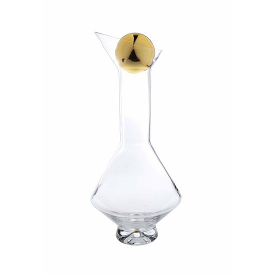 Glass Diamond Shaped Decanter With Gold Reflection and Lid - Curated Home Decor