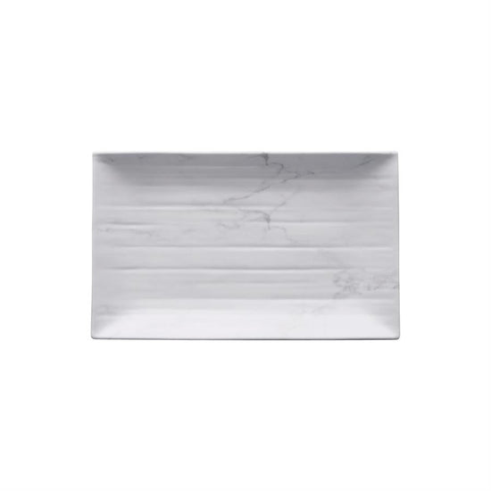Load image into Gallery viewer, Gourmet Marble Blanc Melamine Rectangular Plate - Curated Home Decor

