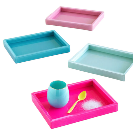COLORFUL GLASS LACQUER TRAY - Curated Home Decor