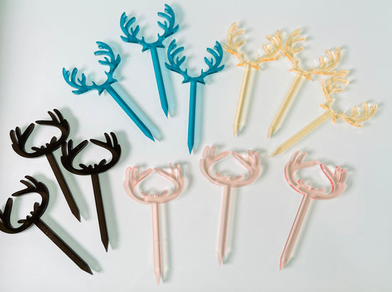 Acrylic Antlers Food Picks 12pc Set - Curated Home Decor