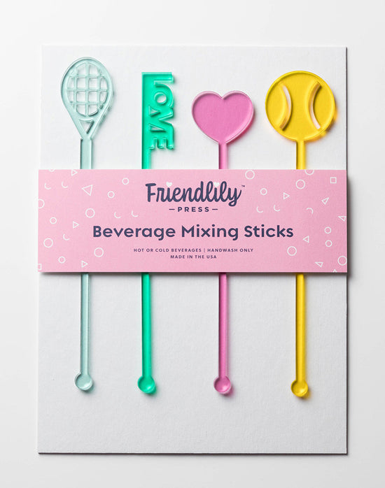 Tennis Game Drink Stirrers 4pc Set - Curated Home Decor