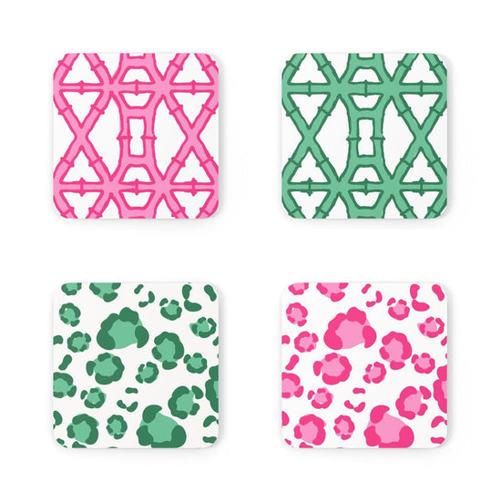 Chinoiserie Coaster Pink/ Green Coaster Set - Curated Home Decor