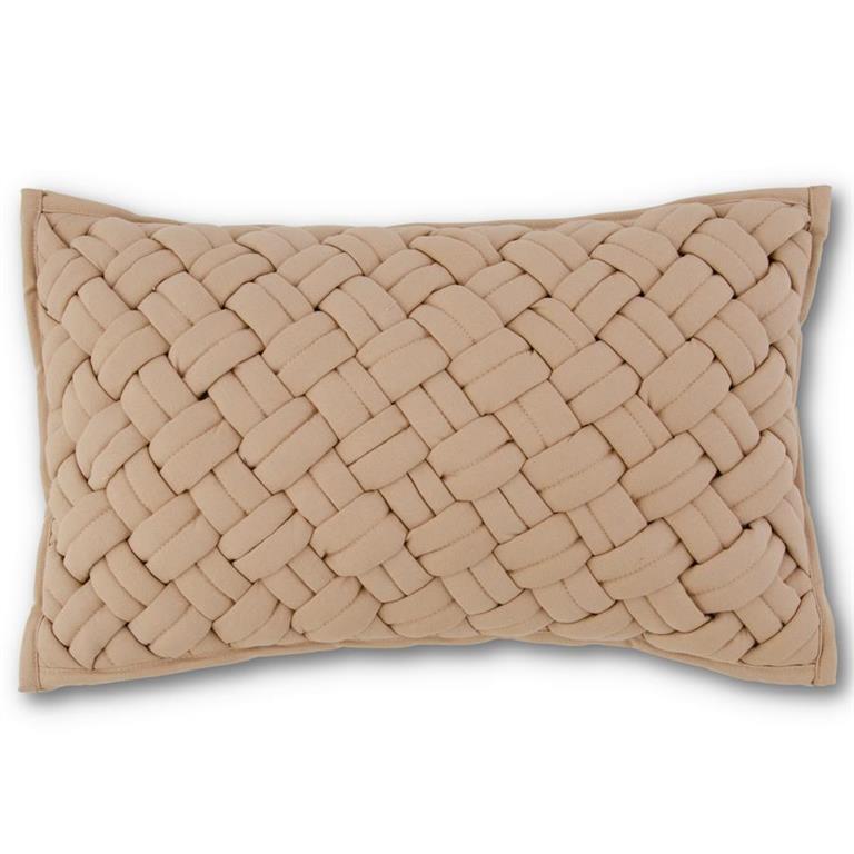 Beige Chunky Woven Lumbar Pillow - Curated Home Decor