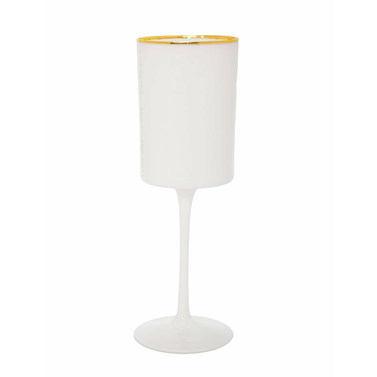 Set of 6 White Square Shaped Wine Glasses with Gold Rim - Curated Home Decor