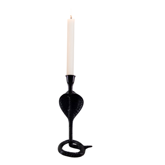 Matte Black Iron Snake Tapper Candlestick Holder - Curated Home Decor