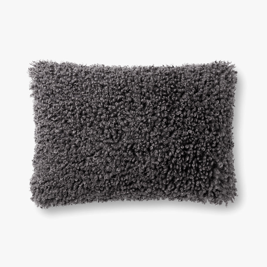 Faux Fur Throw Pillow- Charcoal - Curated Home Decor